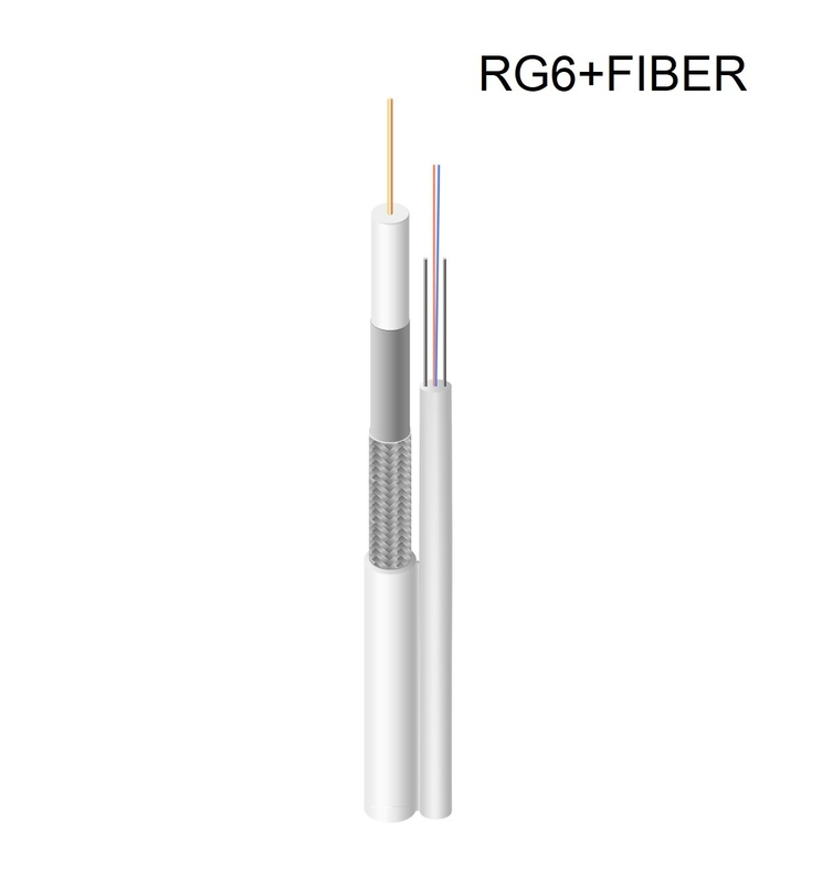 RG6 FTTH G657A Hybrid Fiber Optic Cable Composite To Coaxial